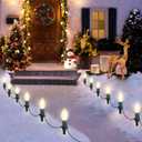 30Ft C9 Led Christmas Pathway Lights Outdoor, 20 Warm White Bulbs Waterproof Connectable Christmas Walkway Lights with Stakes for Yard Lawn Sidewalk Driveway Christmas Decorations
