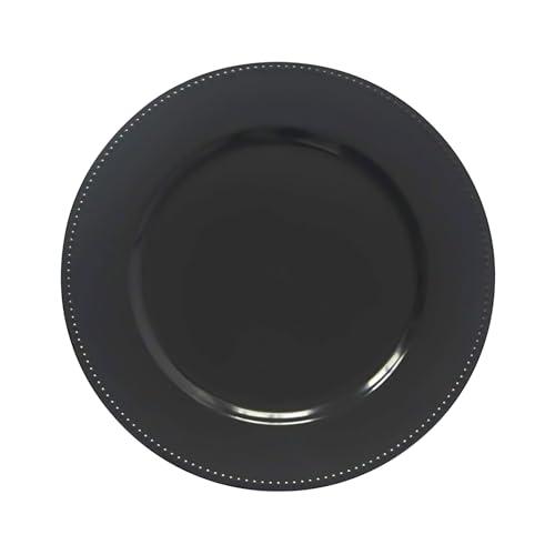 MYEventProducts | 13 inch Black Beaded Charger Plates | Fancy Plastic Plates | Heavy Duty, Durable & Sturdy Plastic Chargers for Dinner Plates | Plastic plates for Wedding, Party Supplies, Pack of  128 (65 Pre-Owned, 40 New, 23 Damaged)