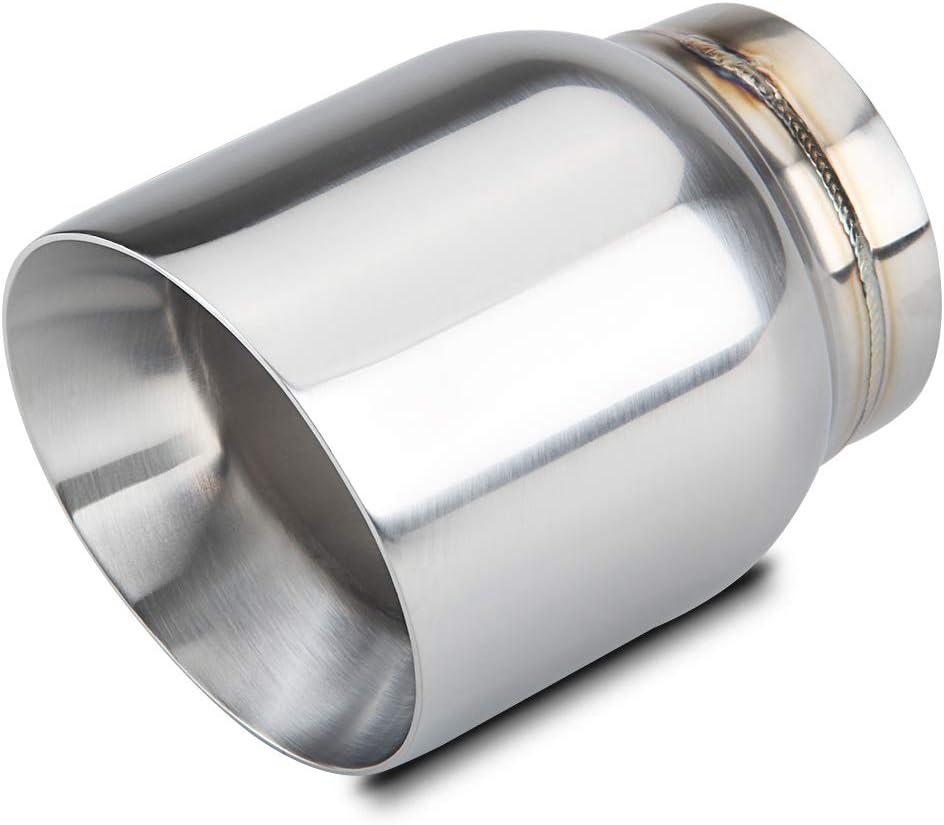 LCGP 3" Inlet Universal Exhaust Tip, 4" Outlet - 5" Long, Stainless Steel Double Wall Angle Cut