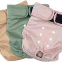 Washable Female Dog Diapers - Premium Reusable Diapers for Doggie in Heat - Highly Absorbent Dog Diapers Female for Pet Incontinence with Adjustable Snaps (Large)