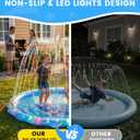 LED Glowing Splash Pad Sprinkler for Kids & Dogs, 60" Non-Slip Outdoor Water Toys Toddler Sprinkler Pool Splash Pad/Play Mat,LED Light Boys Girls Yard Sprinkler Pool for Kids