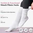 Grip Pilates Socks for Women, Yoga Slouch Socks with Grip for Barre Workout Hospital Long Scrunch Slipper Socks (White+black+pink)