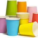 DIY Paper Cups, 50 Count 8 oz Multicolor Paper Cups For Weddding Party Picnic BBQ Travel and Event Disposable Paper Cups Drink Cups for Hot Cold Beverage Birthday Party Supplies