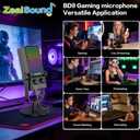 ZealSound Gaming Microphone for Xbox, PC & Mac, Noise Cancellation Streaming Mic with One Tap Mute, RGB Lighting, Monitoring, Gain Control, Condenser Mic for iPhone, Computer, Podcast, Gamer, YouTube