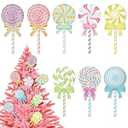 Vercraft 8 Pcs Large Christmas Candyland Tree Ornaments Wooden Lollipop Candy Ornament Christmas Tree Picks Double Sided Peppermint Candy Ornaments for Xmas Decorations