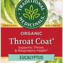 Traditional Medicinals Organic, Throat Coat Tea, Eucalyptus & Slippery Elm - Supports Respiratory and Throat Health - Kosher, Non-GMO, Caffeine-Free, Compostable - 16 Tea Bags (EXP 07/01/29)