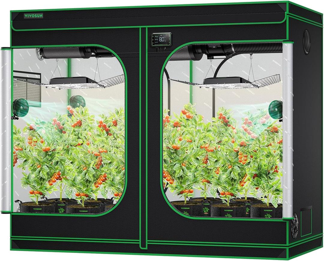 VIVOSUN S848 4x8 Grow Tent 96"x48"x80" High Reflective Mylar Tents with Observation Window and Floor Tray for Hydroponics Indoor Plant for VS4000/VSF4300