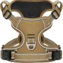 HEELE Dog Harness, Dog Harness for Medium Dogs No Pull Adjustable Padded Reflective Harness with Handle for Walking Training, Brown, M
