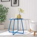 Meluvici Patio Outdoor Side Table Waterproof Round Metal Steel Small Side Table Weather Resistant Portable Outdoor and Indoor End Table for Garden Balcony Yard, Navy Blue