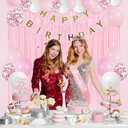 Trgowaul 21st Birthday Decorations for her, Pastel Light Pink and White Happy 21st Birthday Supplies for Girls, 21 Sash and Crown, Banner, Fringe Curtains, Cake Topper, 21 Year Old Party Supplies Set