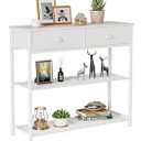 Furologee 30'' Entryway Table, White Console Table with Storage, Narrow Sofa Table with 2 Drawers and 2 Shelves for Hallway, Living Room, Bedroom, Foyer, Couch, Tv (9.4"D x 30.7"W x 31.7"H)