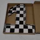 Mifoci 13.7" Race Car Cardboard Fillable Number Box for Charcuterie Fast Birthday Party Decor 1st 2nd 3rd 5th Number Shaped Box Black and White Checkered Snack Paper Mache Tray for Party Supplies (2)