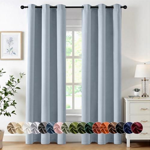 MIULEE Blackout Curtains for Bedroom Living Room 2 Panels, Thermal Insulated Room Darkening Drapes Grommet Noise Reducing Light Blocking Window Treatments 84 Inches Long 40x84 Inch Light Blue
