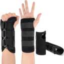 SATINIOR 2 Pack Carpal Tunnel Wrist Brace Night Wrist Sleep Support with Metal Splint Adjustable Compression Strap for Women Men Tendinitis Sports Sprained Pain Relief(Right and Left Hand,Black)