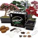 Bonsai Starter Kit, 5 Seeds Growing into Acacia, Wisteria, Sakura, Red Maple and Black Pine, Including Complete Gardening Tools with A Gift Box, Christmas Gifts for Men Women Beginners