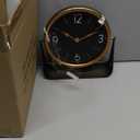 NIKKY HOME Vintage Table Clock, Black Desk Clock on Stand Decorative Desk and Shelf Clocks Metal Tabletop Clock Silent Non-Ticking with Battery Powered for Living Room