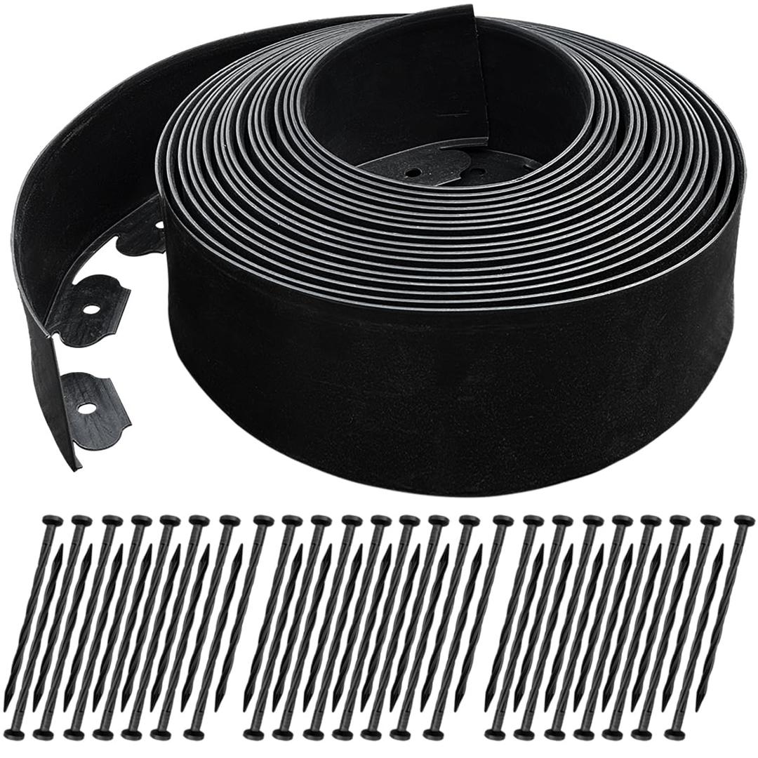 4 in × 50 FT Landscape Edging No Dig with 45 Spikes, Flexible Plastic Heavy-Duty Lawn Border for Yard Garden Flower Bed