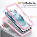 for iPhone 15 Plus Case with Invisible Magnetic Stand, Compatible with Mag-Safe Translucent Matte with Built-in Screen Protector, Shockproof Protective Phone Case for Women Men, Pink