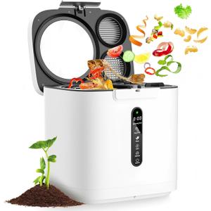 4L Electric Composter for Kitchen, Full Sized Countertop Compost Bin with Visible Lid, Auto Cleaning, Odor Control, Smart LED Display, One-Touch Indoor Food Waste Recycler for Dry Pre-Compost
