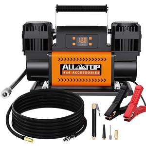 ALL-TOP 12V Air Compressor w/LCD Control Panel to Preset Target Pressure, 150PSI 12.35CFM Air Pump Inflator for Overland (Dual Cylinder)