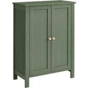 VASAGLE Floor Storage Cabinet, Freestanding Storage Unit with 2 Adjustable Shelves, for Bathroom Living Room Dining Kitchen, 11.8 x 23.6 x 31.5 Inches, Forest Green UBCB060C01