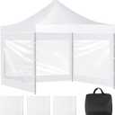 3 Pcs Clear Canopy Sidewalls with Black Storage Bag Window Sidewall for 10 x 10 Inch Tent Waterproof Shade Wall, Sunwalls Only, Canopy Tent Not Included, No Zipper(White)