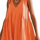 Sleeveless Mini Dress for Women 2026 Summer Casual V Neck Sundress Loose Babydoll Dress with Pockets, XS