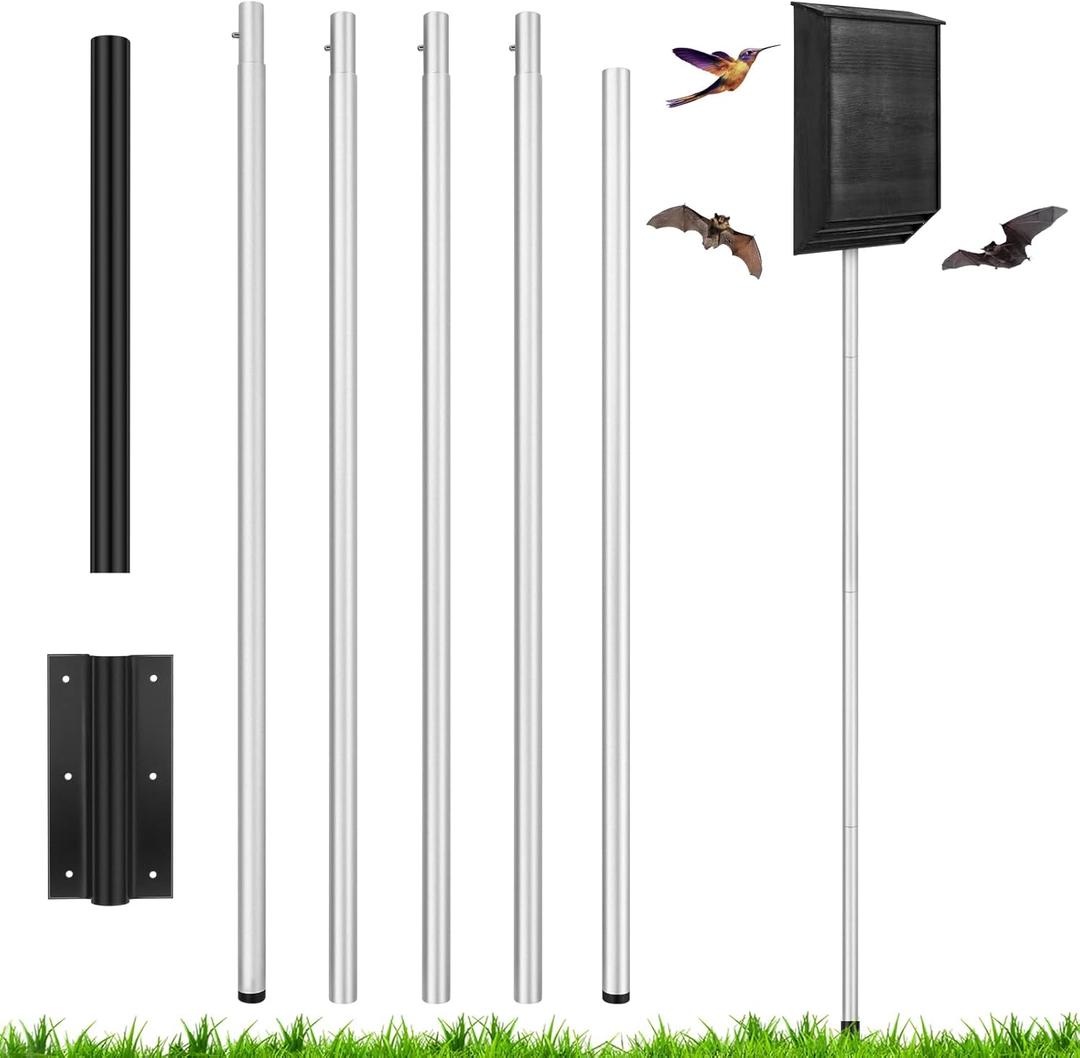 15 FT Telescoping Purple Martin Bird House Bat House Pole with Ground Socket for Outdoor (15FT)