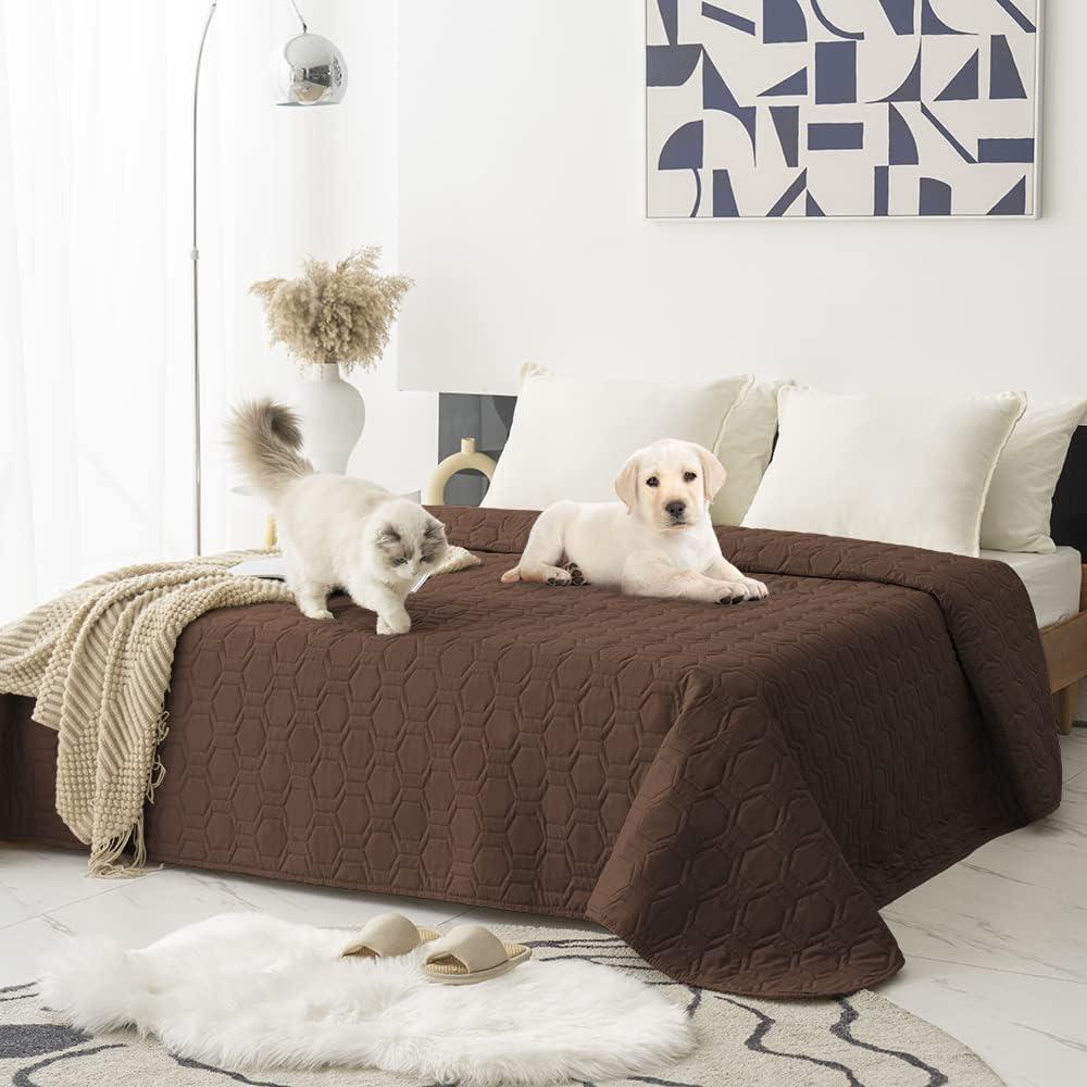 Tcksstex Waterproof and Anti-Slip Dog Bed Cover and Pet Blanket Sofa Pet Bed Mat car Incontinence Mattress Protectors Furniture Couch Cover for Most Cats Dogs, Pets 82x82-Chocolate