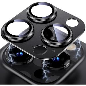 Uyiton for iPhone 13 Pro/iPhone 13 Pro Max Camera Lens Protector, [Strong Adsorption] [Drop Protection] Metal Ring Tempered Glass Rear Camera Screen Cover - Graphite