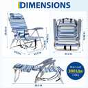 Portable Beach Chair for Adults Lightweight Outdoor Camping Chair Lay Flat Folding Backpack Beach Reclining Chair with 8 Positions Headrest Cup Holder Towel Bar Pouch, Blue Ocean Striped(2 Pack)