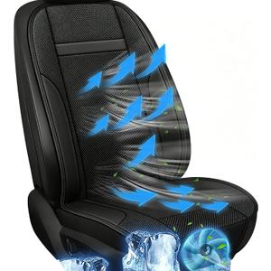 SriGM Cooling Car Seat Cushion 12V Summer Seat Rapid Cooling Seat Cover Breathable Automotive Cooler Pad for Cars Cooling SUV Truck Universal Fit 1 Pack Black (Black seat Cushion and Back Cushion)