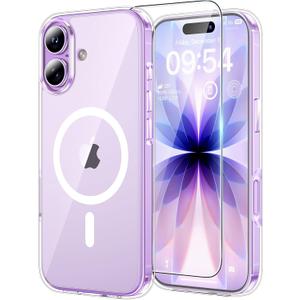 TAURI for iPhone 17 Case, Compatible with MagSafe with Screen Protector, Anti-Yellowing Military-Grade Protection Shockproof Slim Magnetic Case for iPhone 17, Clear