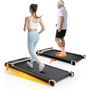 AKLUER Walking Pad with Incline - Dual-Sided 2 in 1 Under Desk Treadmill with Shiatsu Foot Massager, 330LBs Walking Pad Treadmills for Home and Office, LED Display and Remote Control, Black