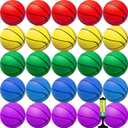 Oleitodh 30Pcs 7" Mini Basketballs Balls Bulk, PVC Small Basketball for Over The Door Basketball Hoop Games Party Favors Indoor Outdoor Play Adults Kids Pool Beach Colorful (Green+Red+yellow+Purple+blue)