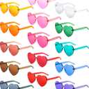 Gejoy 15 Pairs Heart Shaped Sunglasses for Women Men Valentine Transparent Candy Color Frameless Glasses