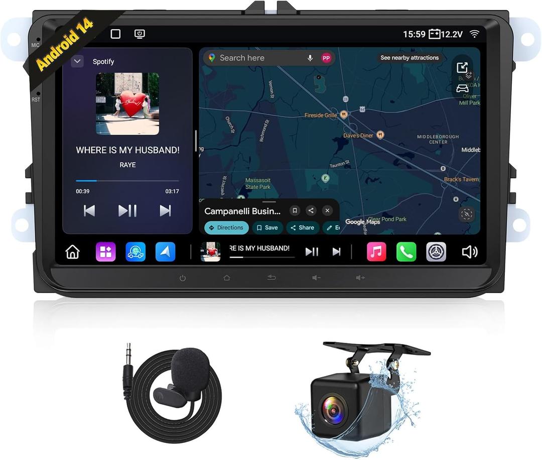 Eonon Android 14 Car Stereo for Volkswagen Golf MK5/ MK6 Jetta Passat SEAT Skoda, 9'' CarPlay Android Auto Touchscreen Headunit with DSP, Bluetooth 5.4, SWC, 3+32G - VWX7