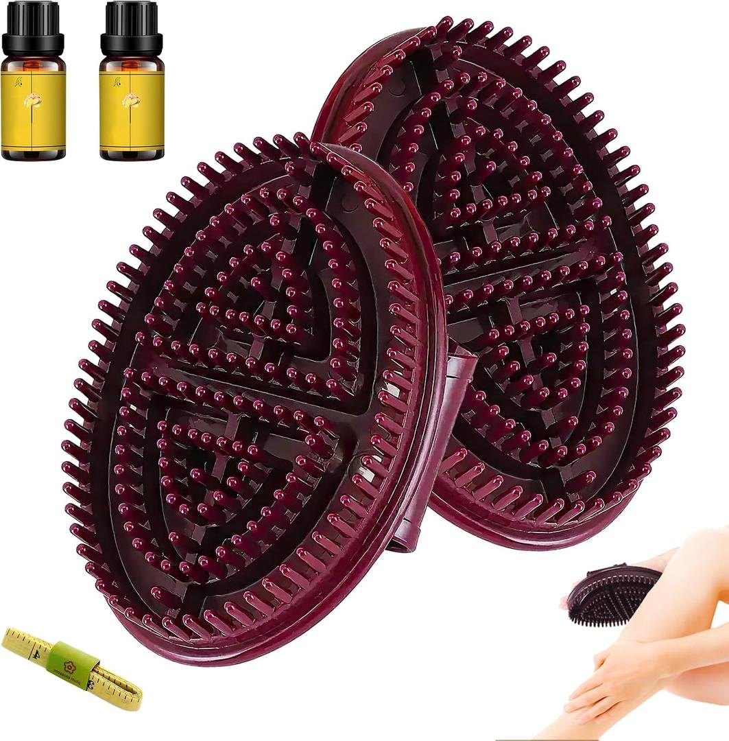 2pcs Massage Brush for Belly,Meridian Massage Brush,Meridian Brush for Belly,Full Body Relaxation Massager Brushs Tools, Full Body Spa Meridian Pressure Brushes with Essential Oils (Brown)