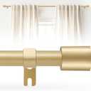 Curtain Rod for Windows 28 to 48 Inch, 5/8 Inch Gold Adjustable Curtain Rod with 2 Brackets, Easy Installation and Simple End Caps, For Living Room, Bedroom, Outdoor