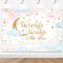 Mocsicka Twinkle Twinkle Little Star Backdrop 7x5ft Gender Reveal Boy or Girl Party Background Decorations Pink and Blue Cloud Moon Baby Shower Decorations Photoshoot Backdrops