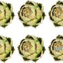 Timgle 6 Pcs Green Artificial Artichokes Fake Vegetables and Fruits for Summer Kitchen Wedding Bowl and Vase Decorations (Small)