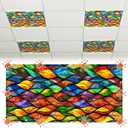 4 Pcs Stained Glass Fluorescent Light Covers 4 x 2 ft Magnetic Office Light Cover for Ceiling with 10 Magnets Filter Reduce Glare for Classroom School Home