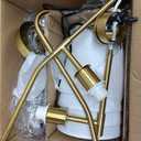 Antique Brass Gold Linear Chandeliers for Dining Room with Fabric Shades, 4-Light