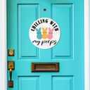 5 x Muktoujaumai Easter Wall Sign Decor, Easter Spring Hanging Sign Decorations Farmhouse Decor Wall Sign for Home, Living Room, Bedroom, Office, Chilling with My Peeps