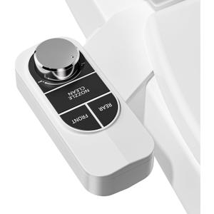 SAMODRA Non-Electric Bidet - Self Cleaning Dual Nozzle (Frontal and Rear Wash) Fresh Water Bidet Toilet Seat Attachment with Independent Adjustable Water Pressure (Classic Black/Silver)