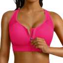 BRXL Sports Bras for Women Front Zip High Impact Adjustable Straps Sports Bra Workout Sports Bras with Sewn in Pads Medium