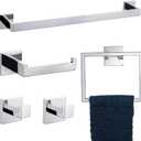 Bathroom Hardware Accessories Set Polished Chrome Towel Bar Sets Include Towel Bar Towel Holder Toilet Paper Holder Towel Hook,5 Pieces Stainless Steel Wall Mounted