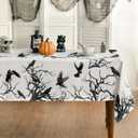 Horaldaily Halloween Tablecloth 60x84 Inch Rectangular, Crow Tree Washable Table Cover for Party Picnic Dinner Decor (Black)