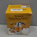 Honey Dispenser, Glass Honey Dispenser No Drip, Honey Pot with Stand, 8 oz Honey Jar, Maple Syrup Honey Container, Elegant Honeycomb Design for Home Decor for Any Occasion