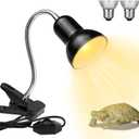 Dallfoll Reptile Heat Lamps, Turtle Lamp UVA/UVB Turtle Aquarium Tank Heating Lamps with Clamp, 360°Rotatable Basking Lamp for Reptiles Lizard Turtle Snake with 2 Heat Bulbs (Heat Lamp 25w/50w Bulb)